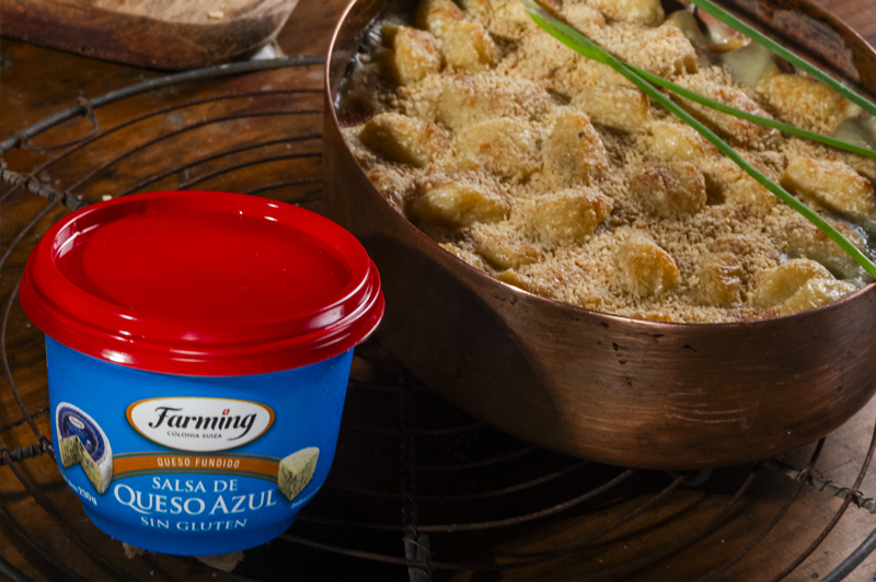 Ñoquis cremoso con salsa 4 quesos