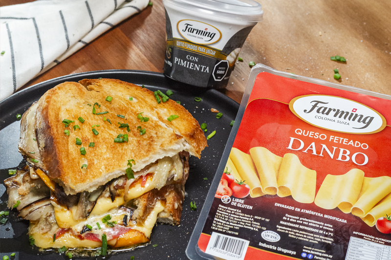 Sándwich de verduras a la plancha con queso fundido