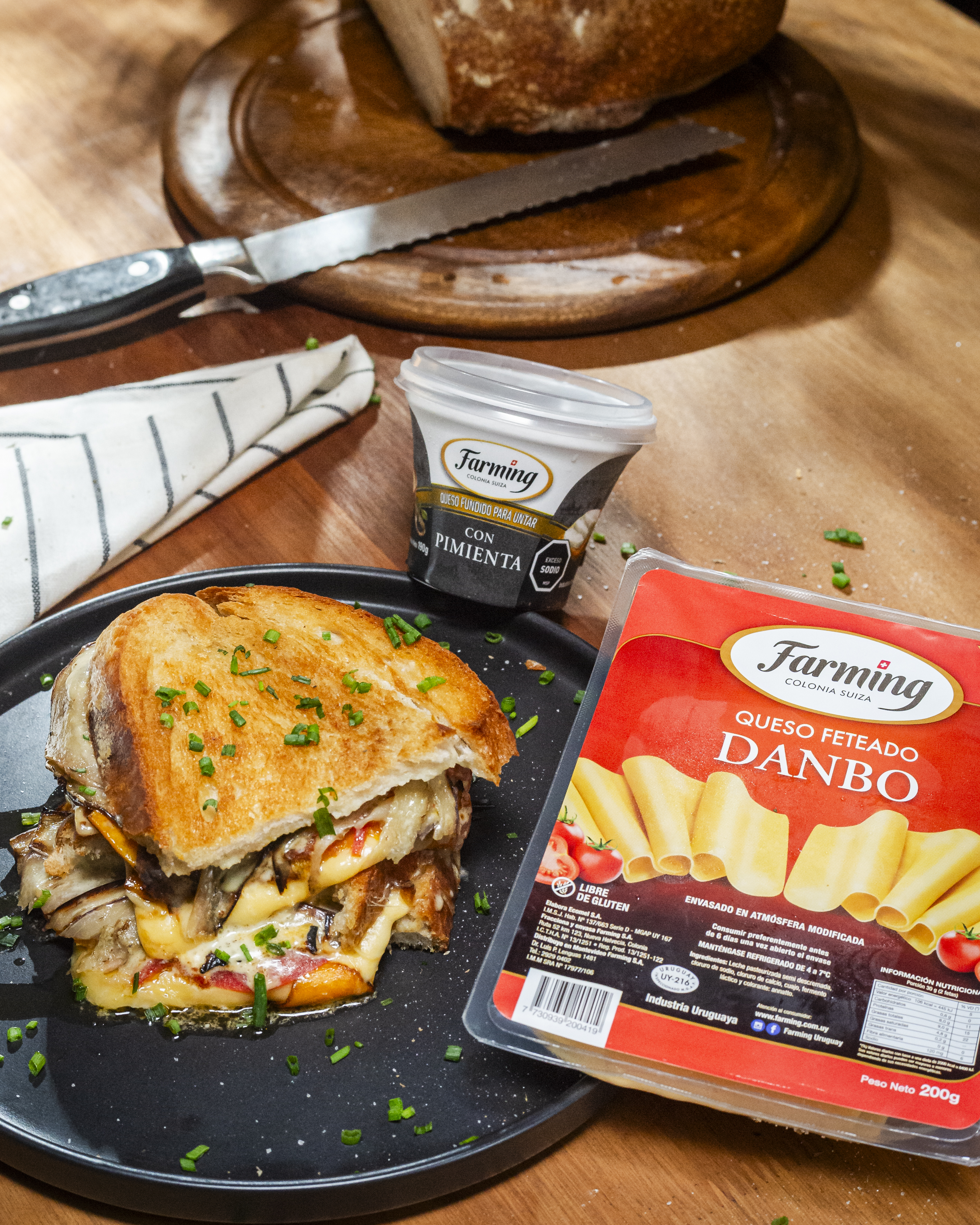 Sándwich de verduras a la plancha con queso fundido