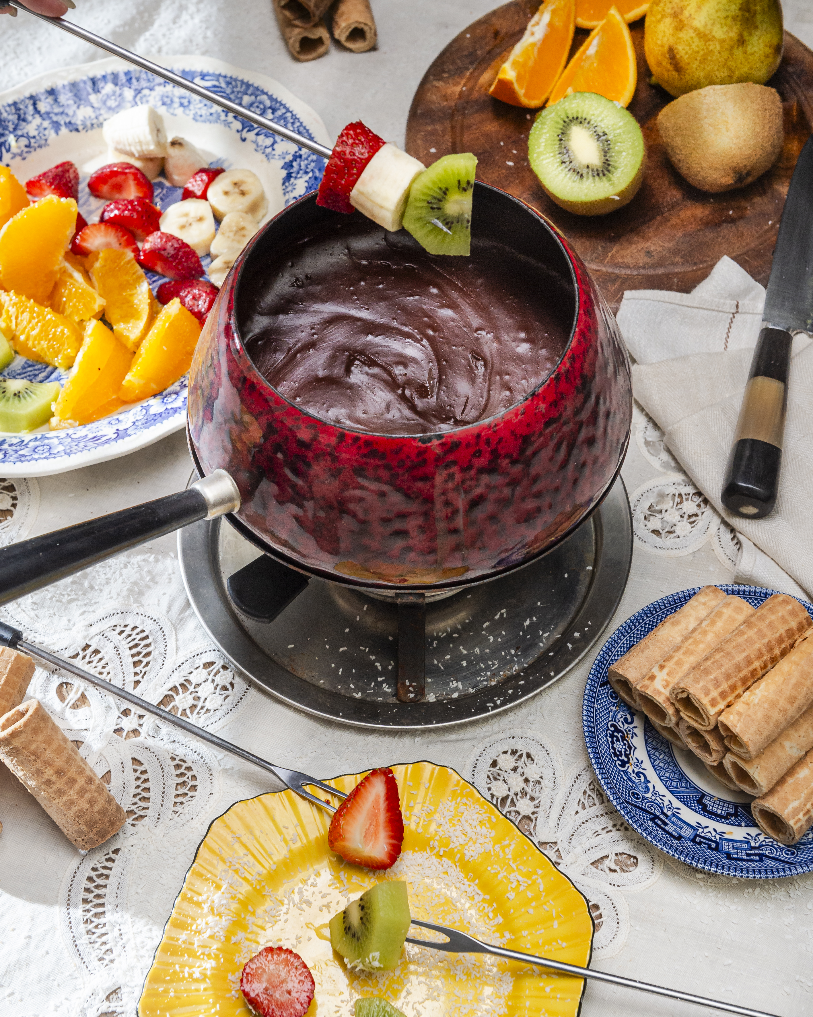 Fondue de chocolate  y Queso La Creme