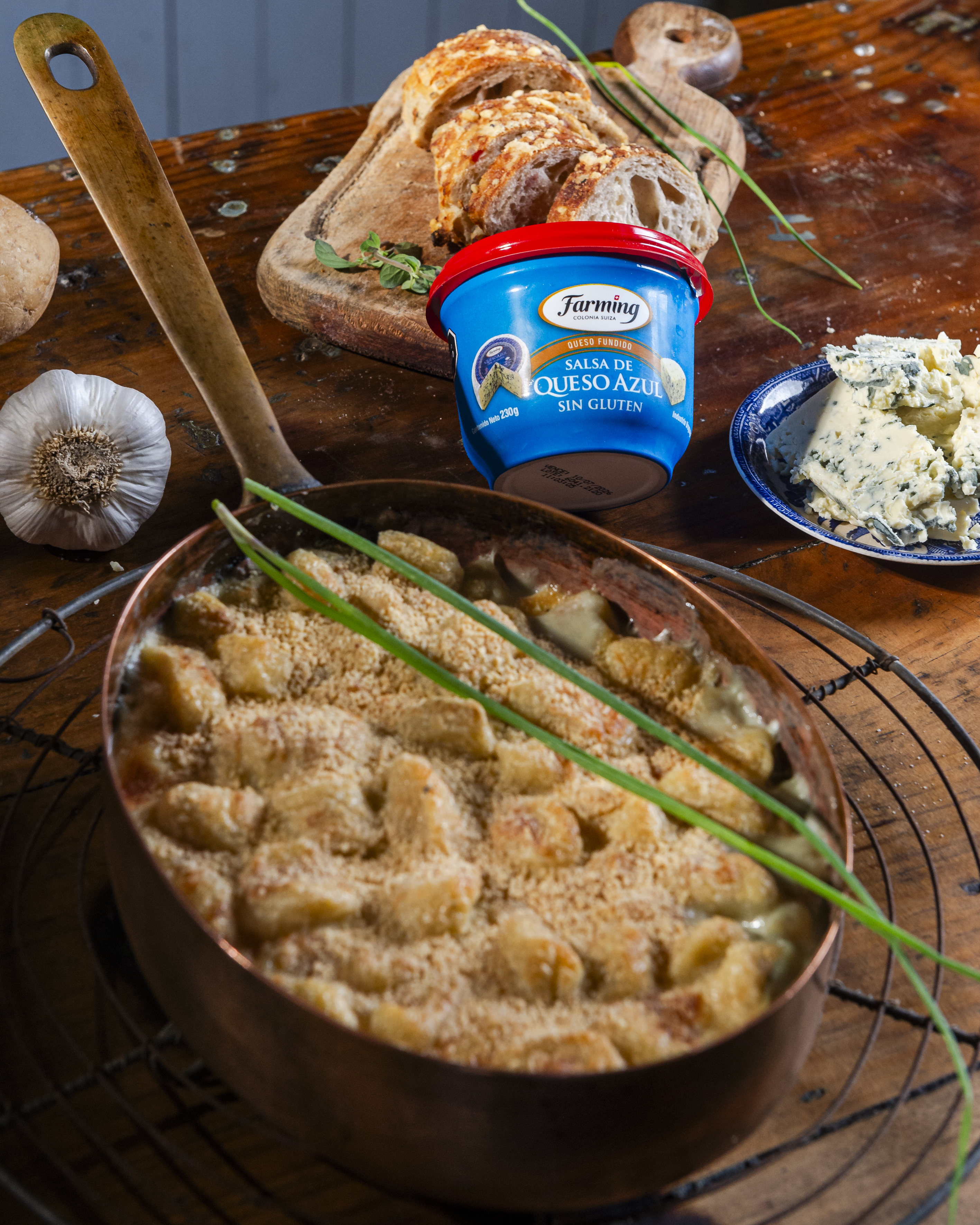 Ñoquis cremoso con salsa 4 quesos